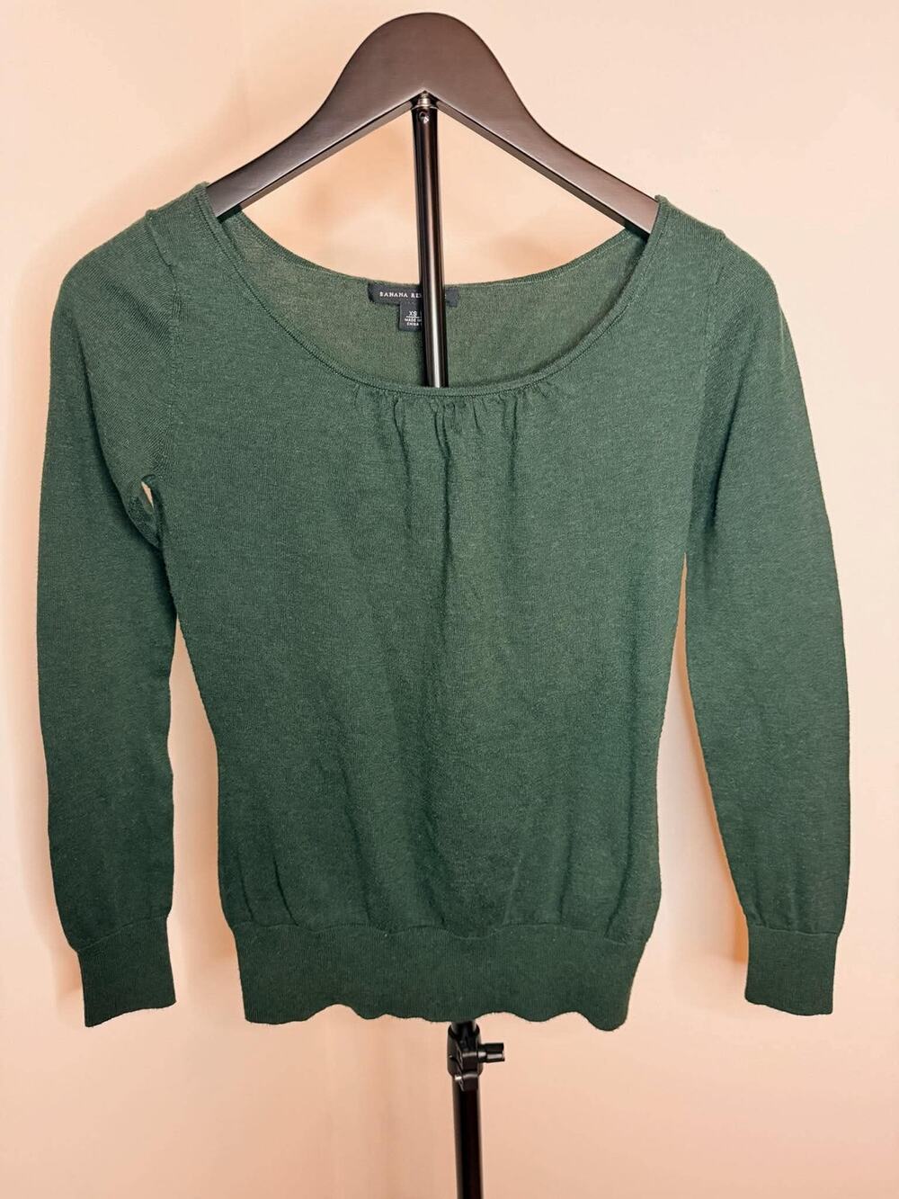 Banana Republic Forest Green Scoop Neck Long Sleeve Sweater Womenās XS